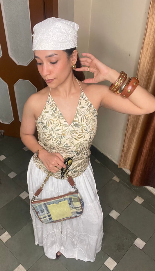 Halter neck Linen slub top