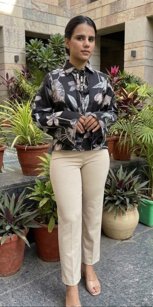 Tie neck shirt